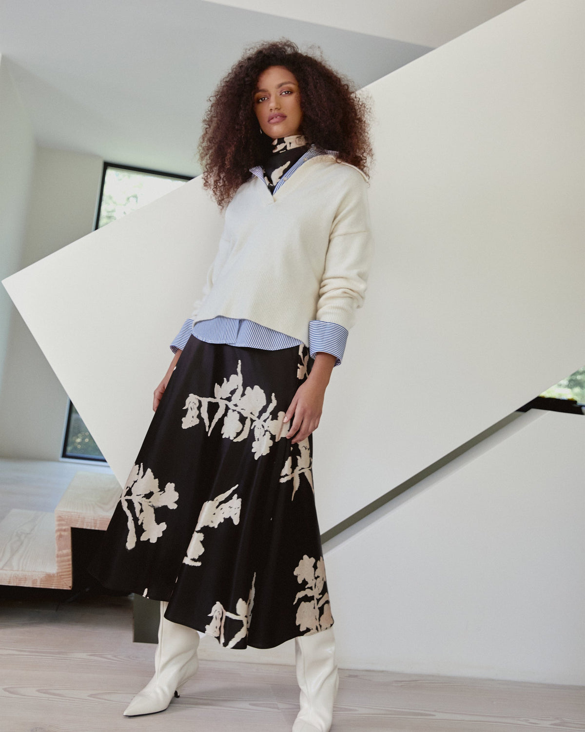 Beth Skirt in Dark Fig & Cream Multi