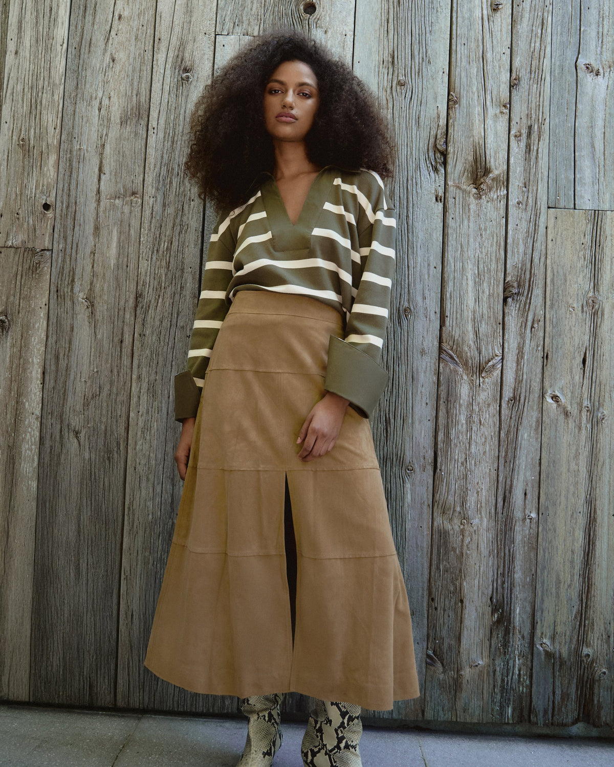 Suede Hudson Skirt in Camel