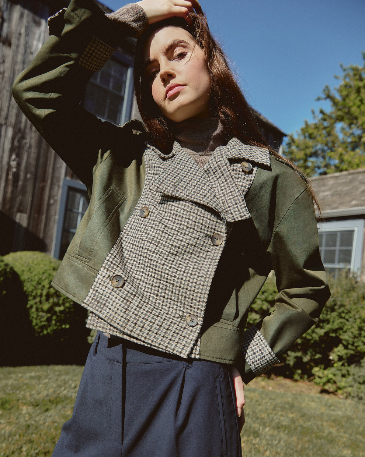 Walton Jacket in Army with Check Multi