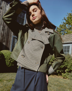 Walton Jacket in Army with Check Multi