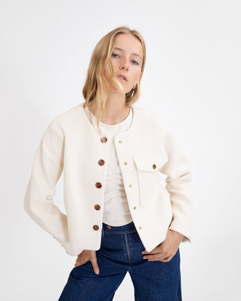 ジャケット・アウター Digne summer jacket cream 2024ss digne summer jacket cream ノーカラー 2024ss digne summer