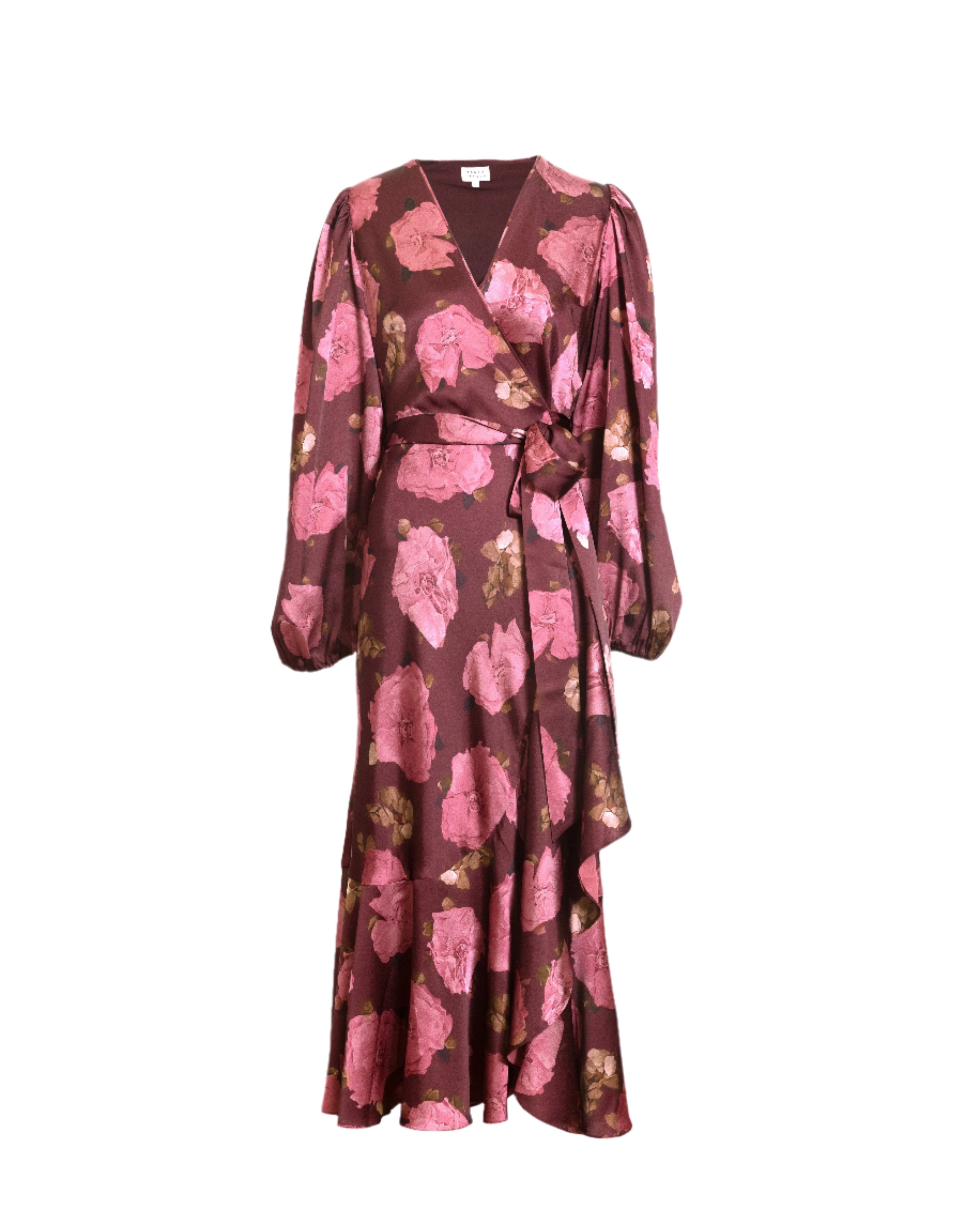 Long Sleeve Blaire Dress in Mahogany & Soft Carmine Multi
