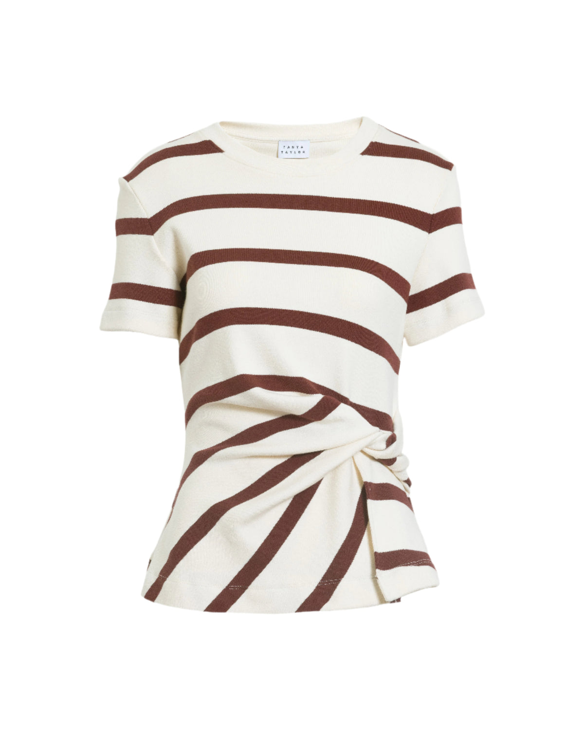 Short Sleeve Carlita Top in Cream & Raisin Wide Stripe