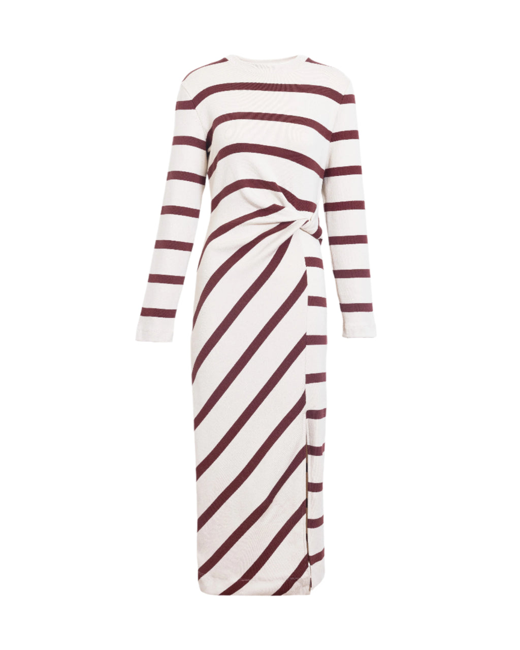 Cody Dress in Cream & Raisin Wide Stripe