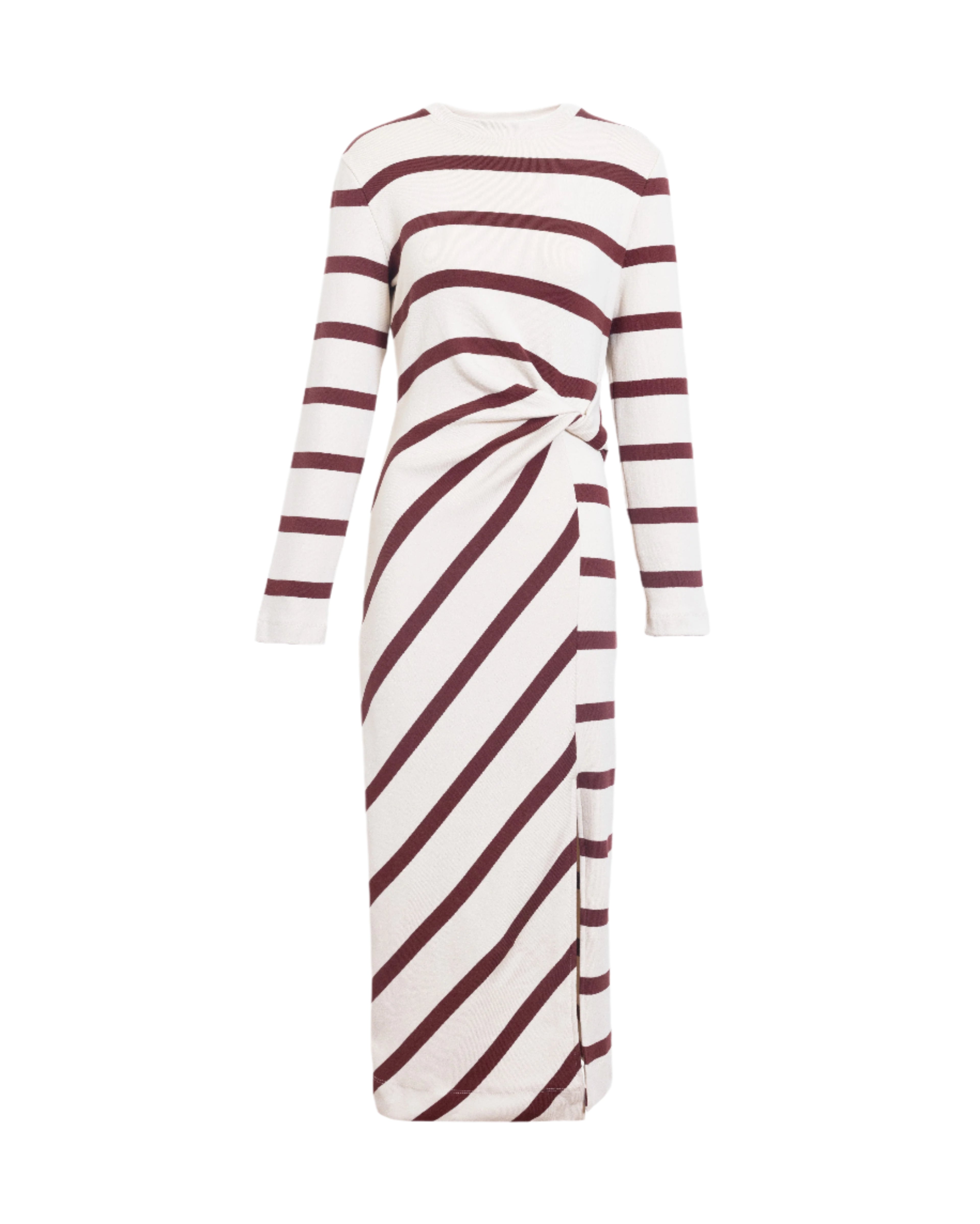 Cody Dress in Cream & Raisin Wide Stripe
