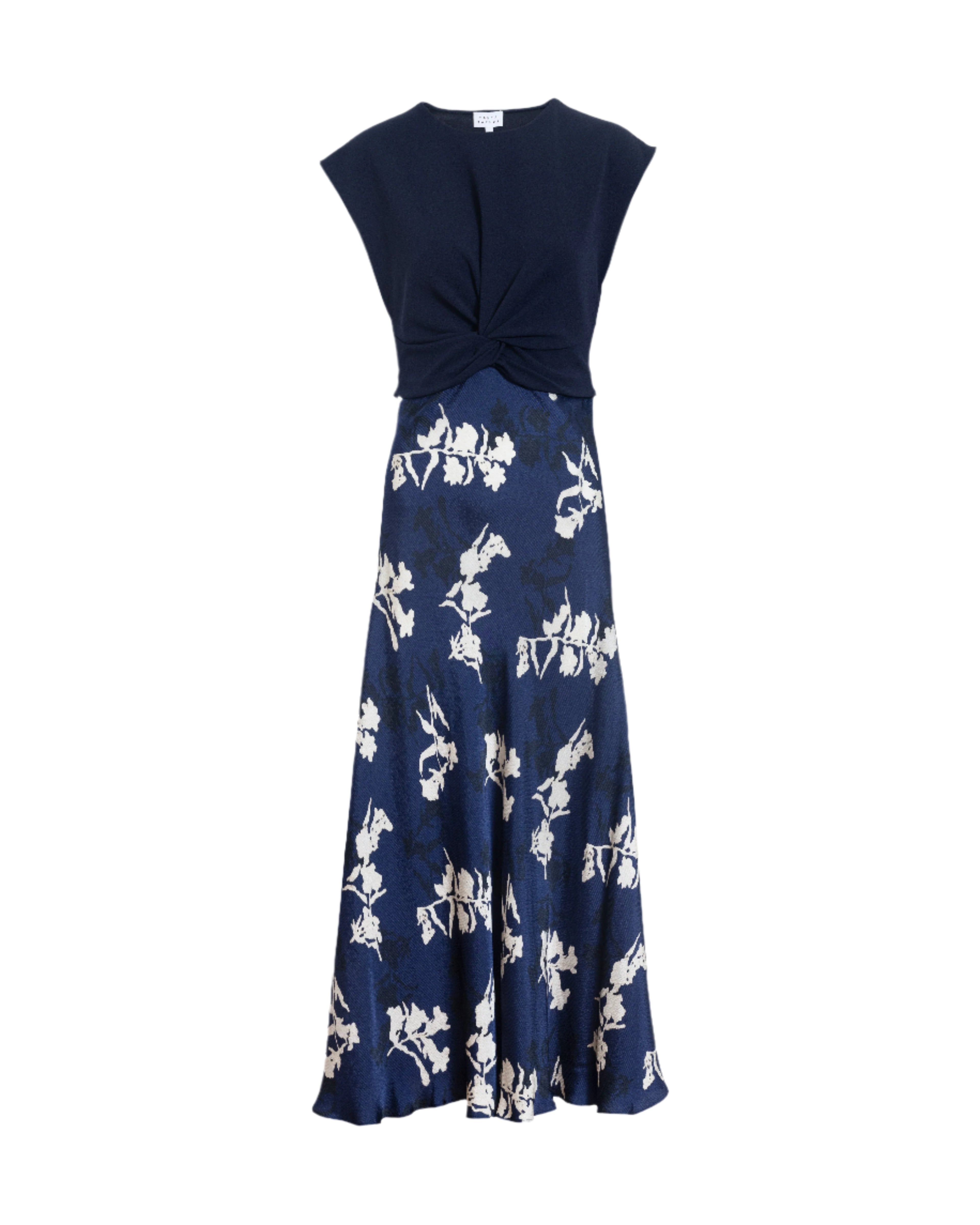 Rosabeth Dress in Maritime Blue & Cream Multi