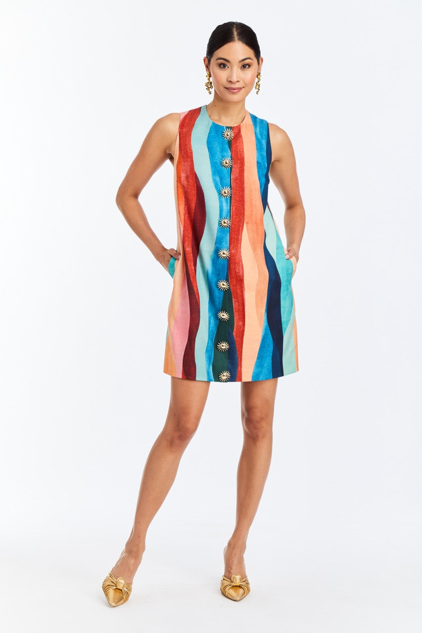 Tuesday Shift Mini Dress in Abstract Autumn