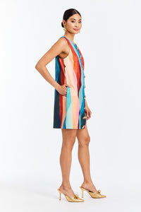 Tuesday Shift Mini Dress in Abstract Autumn