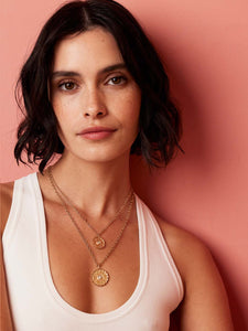 Large Raised Gold Ti Voglio Bene Aqua Necklace