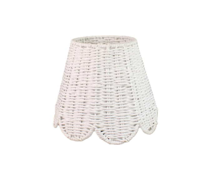 Twisted Paper Lampshade Scalloped in White