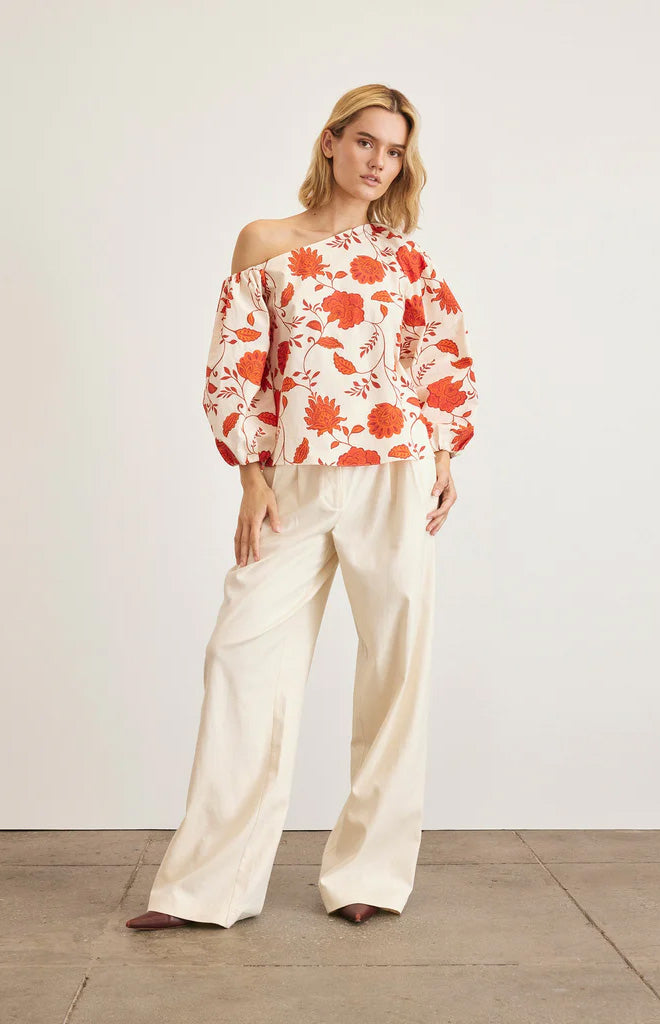 Tabitha Top in Cream & Tomato