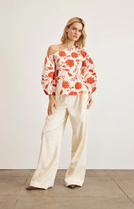 Tabitha Top in Cream & Tomato