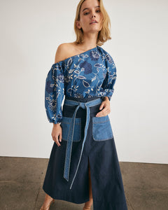 Tabitha Top in French Blue & Cream
