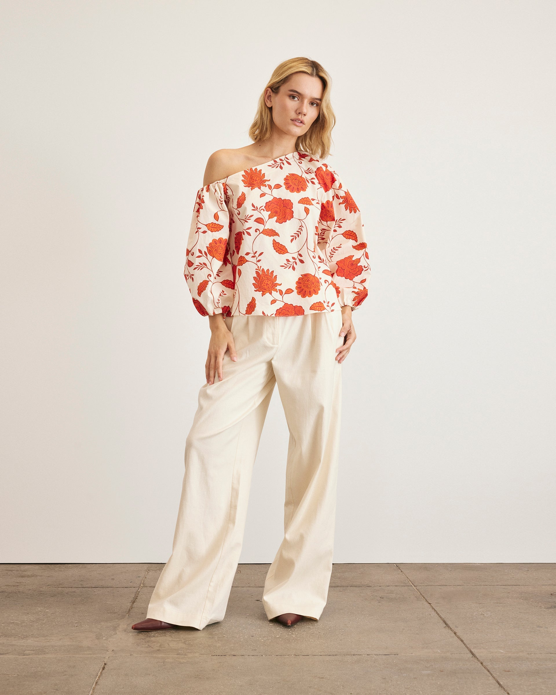Tabitha Top in Cream & Tomato