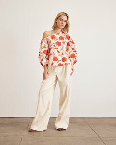 Tabitha Top in Cream & Tomato