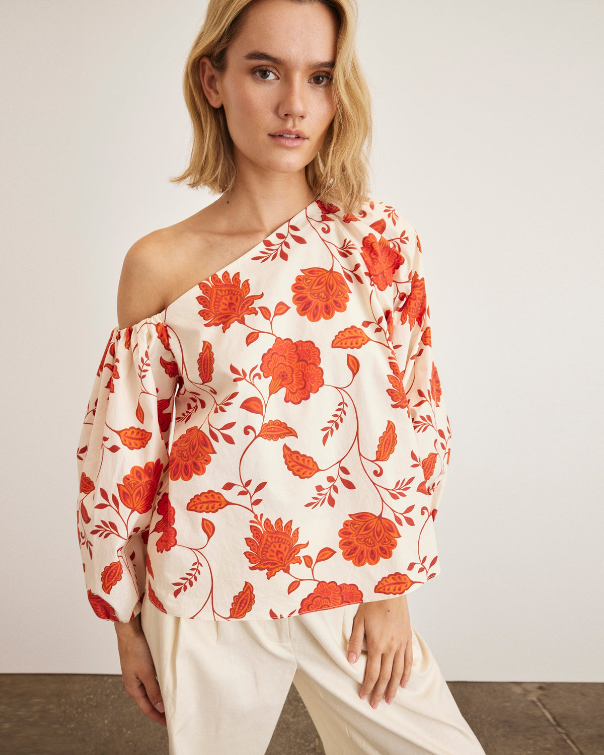 Tabitha Top in Cream & Tomato