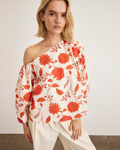 Tabitha Top in Cream & Tomato