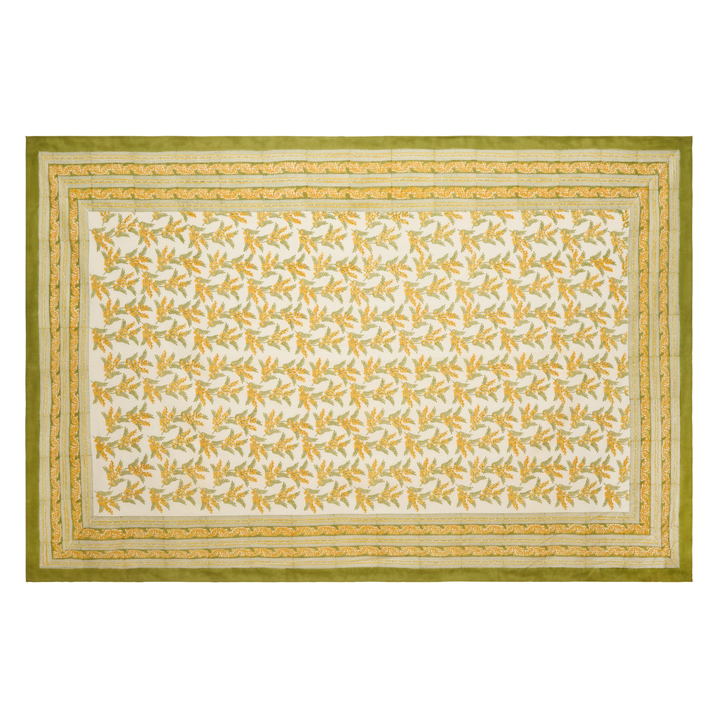 French Tablecloth Mimosa Green & Yellow