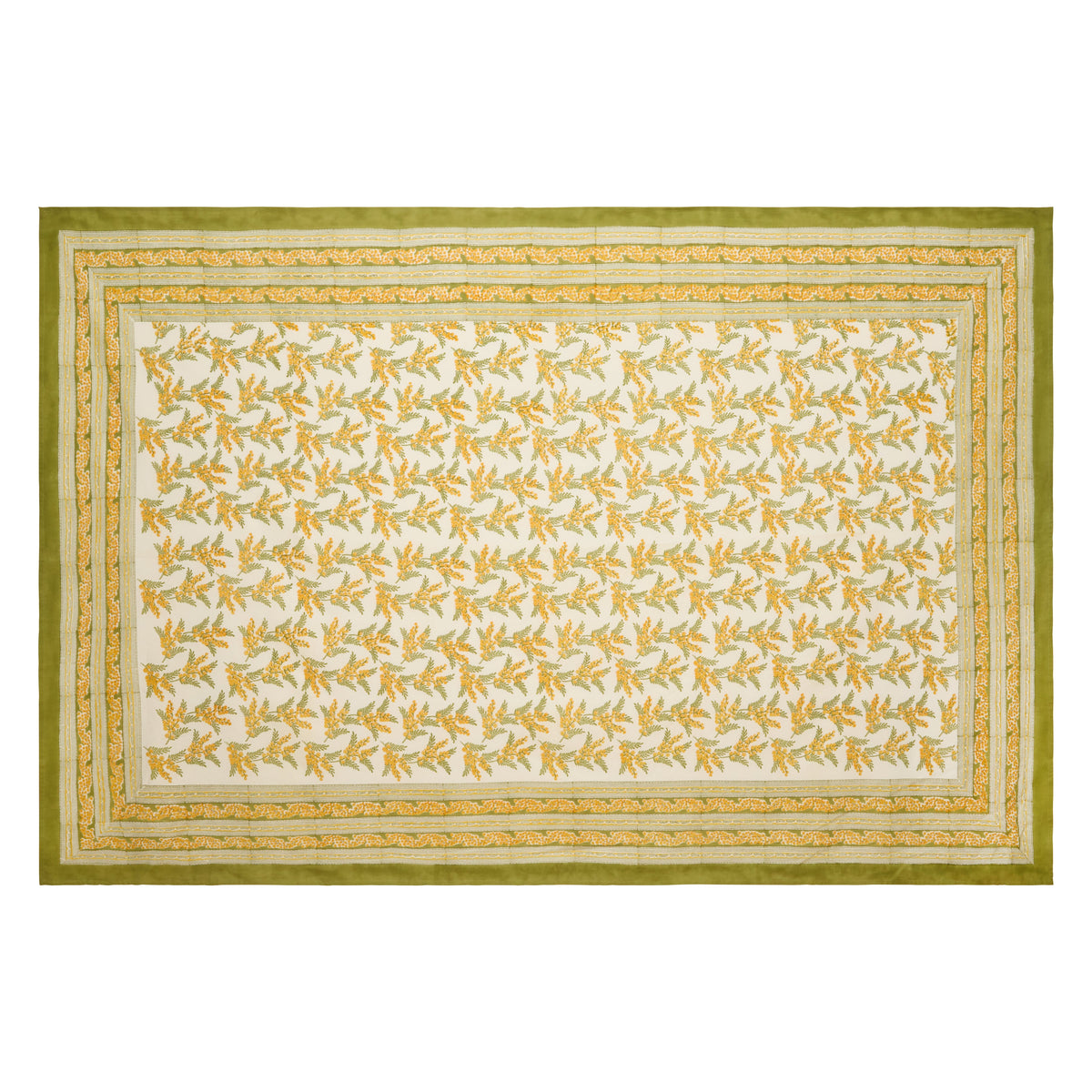 French Tablecloth Mimosa Green & Yellow