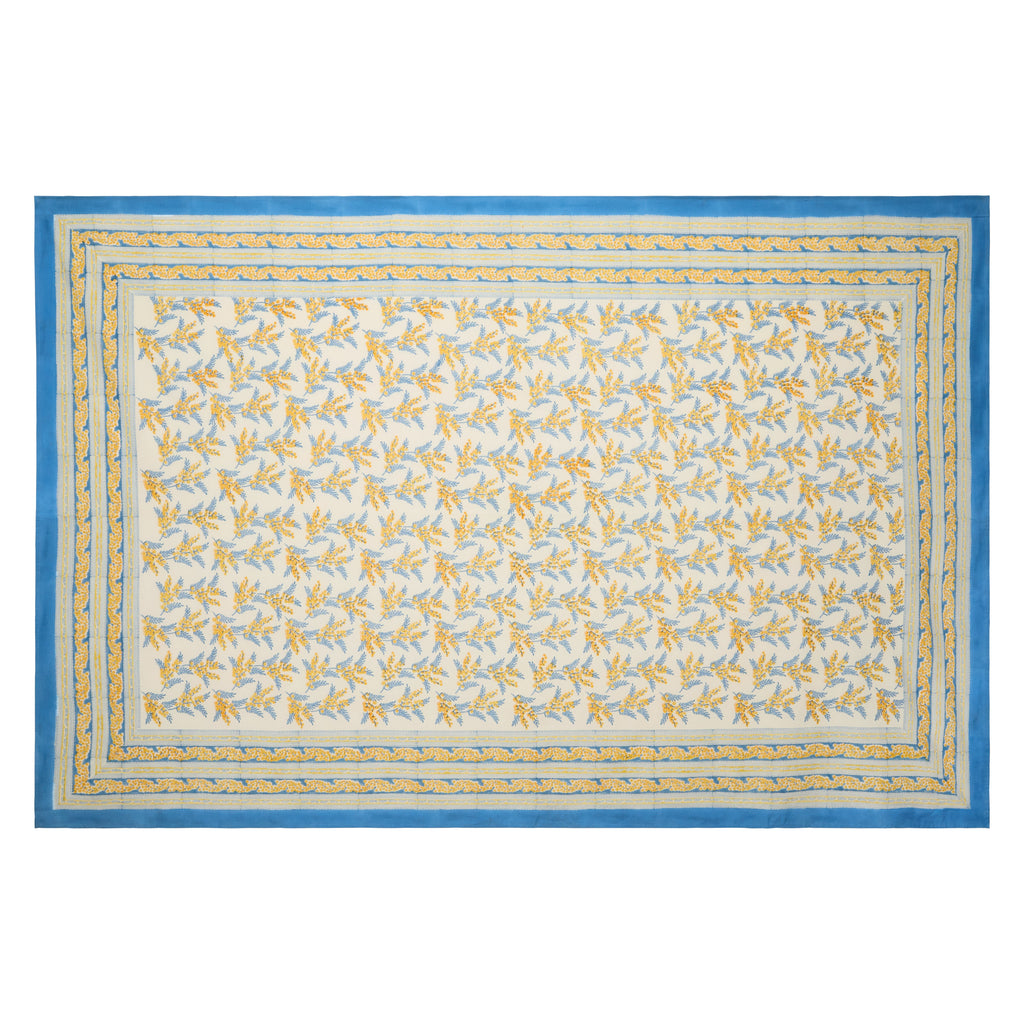 French Tablecloth Mimosa Blue & Yellow