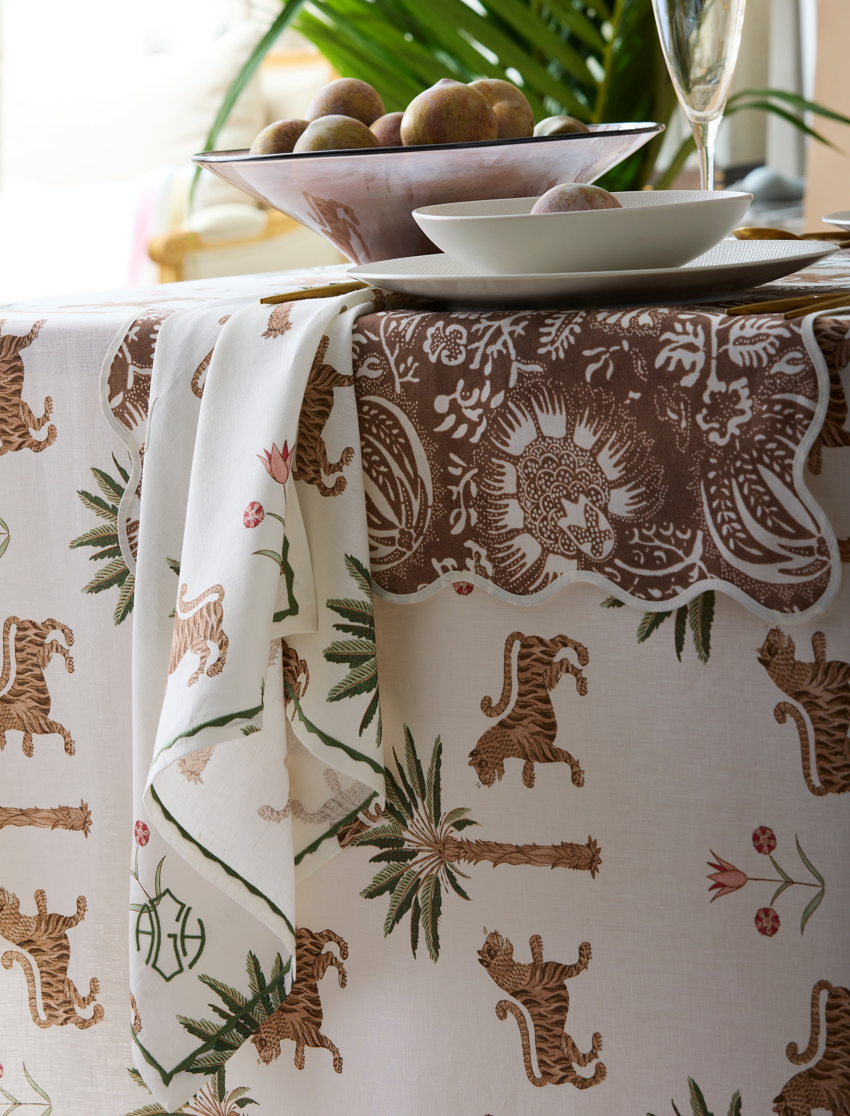 Matouk Schumacher Tiger Palm Tablecloth | Over The Moon