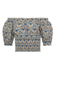 Tahiti Blouse in Khaki/Navy