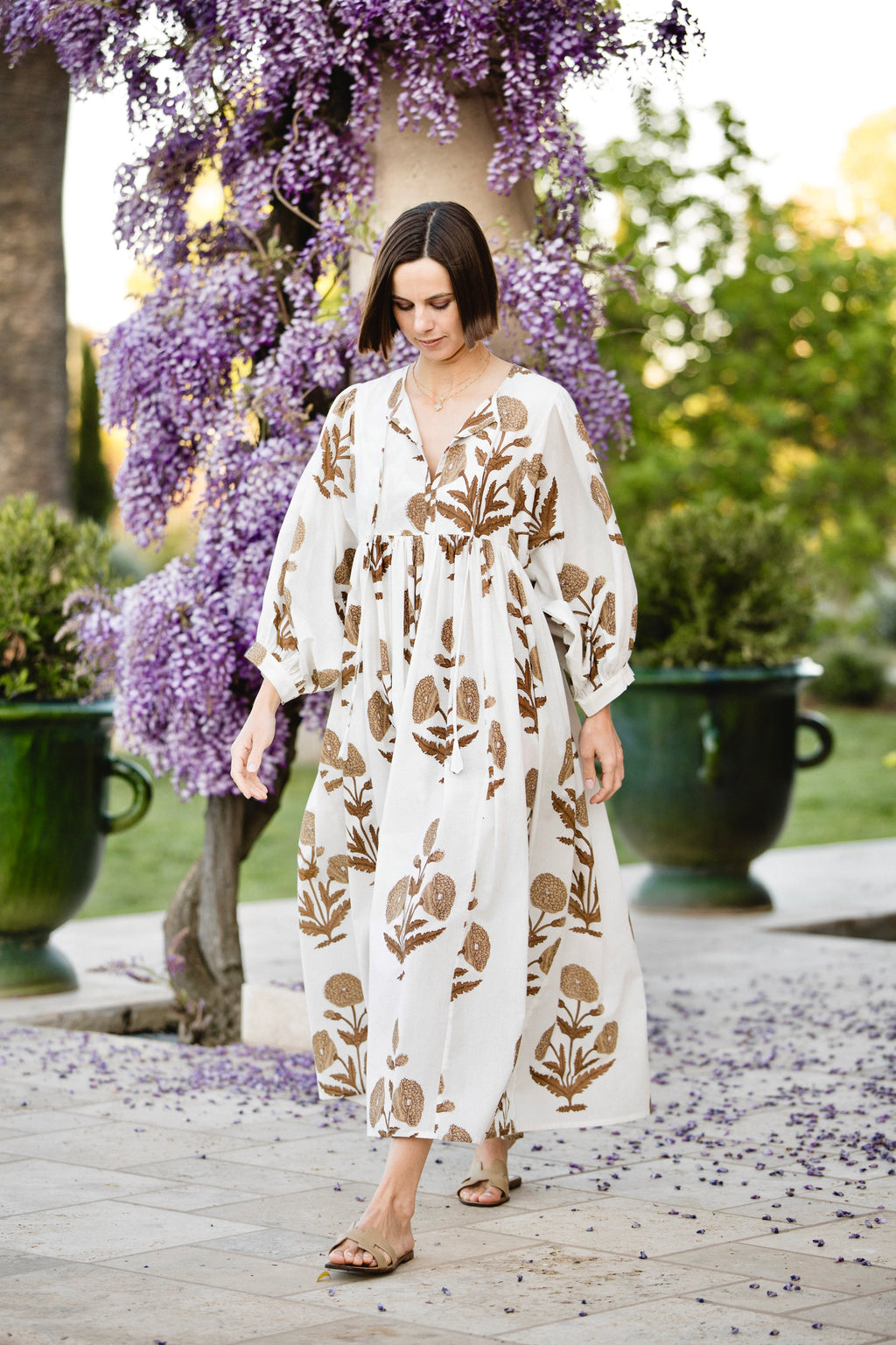Taj Maxi Dress in Khaki Flower