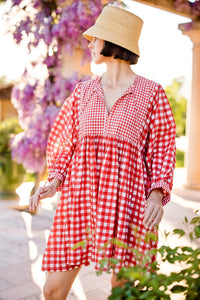 Taj Mini Dress in Red Gingham