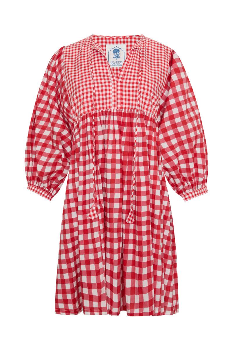 Taj Mini Dress in Red Gingham