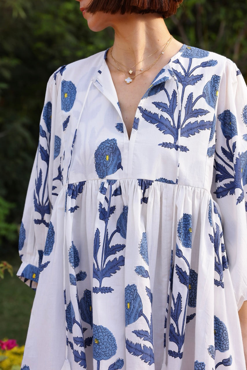 Taj Maxi Dress in Indigo Flower