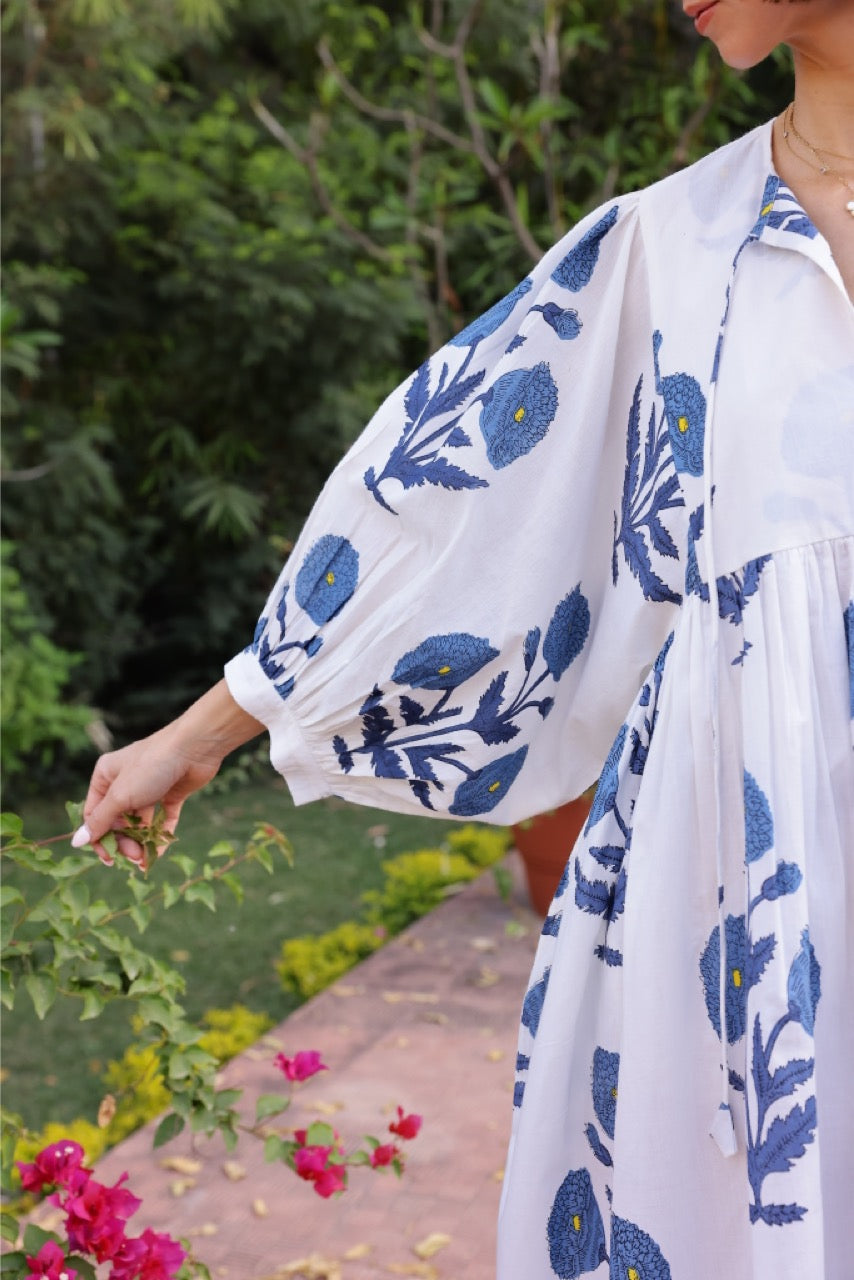 Taj Maxi Dress in Indigo Flower