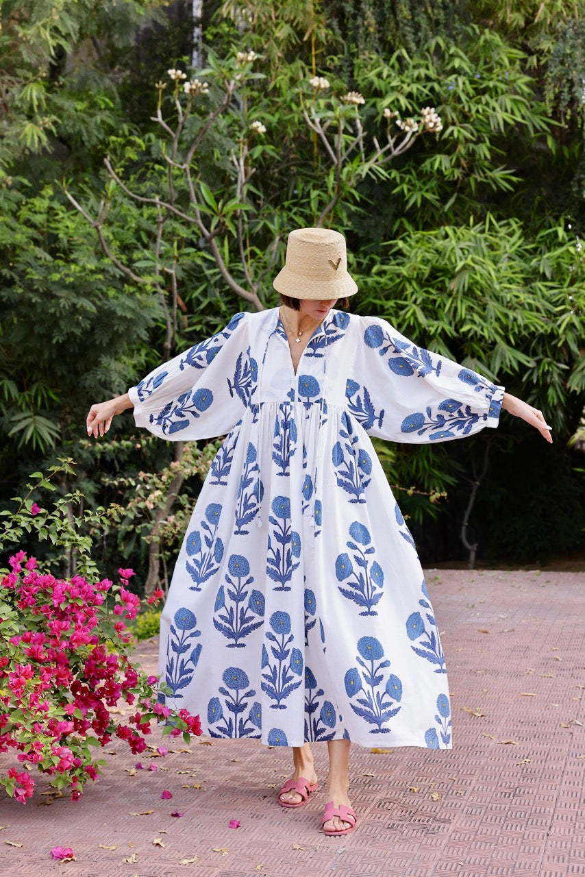 Taj Maxi Dress in Indigo Flower