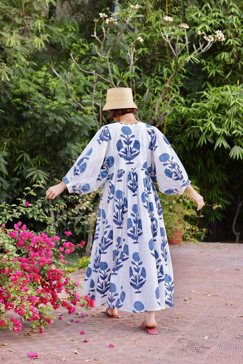 Taj Maxi Dress in Indigo Flower