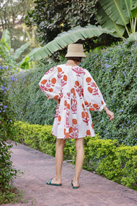 Taj Mini Dress in Orange Pink Flower