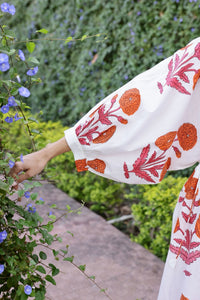 Taj Mini Dress in Orange Pink Flower