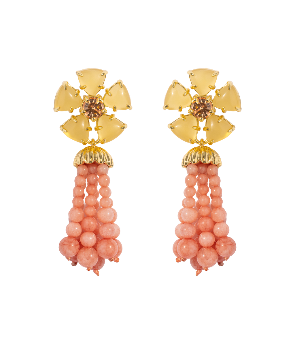 Talia Tassel Earrings in Coral - Loren Hope