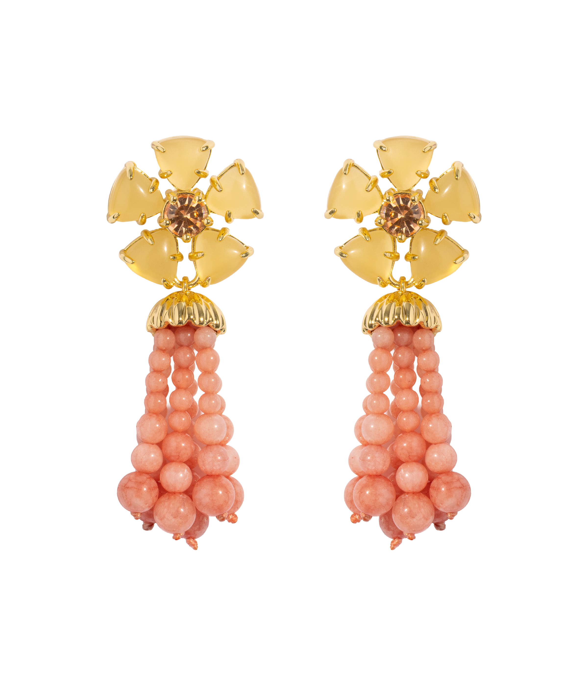 Talia Tassel Earrings in Coral - Loren Hope