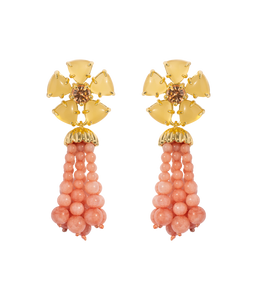 Talia Tassel Earrings in Coral - Loren Hope