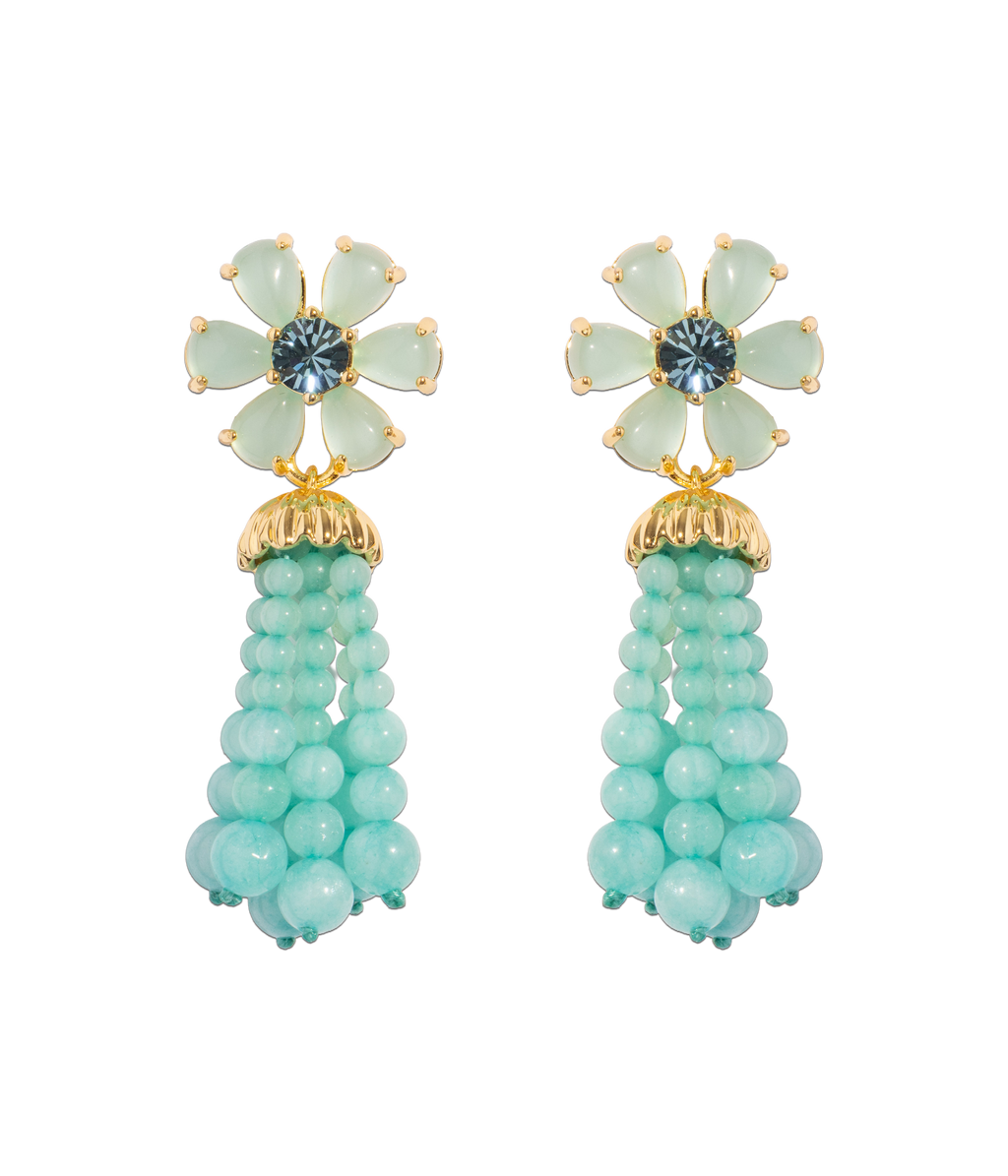Talia Tassel Earrings in Aqua - Loren Hope