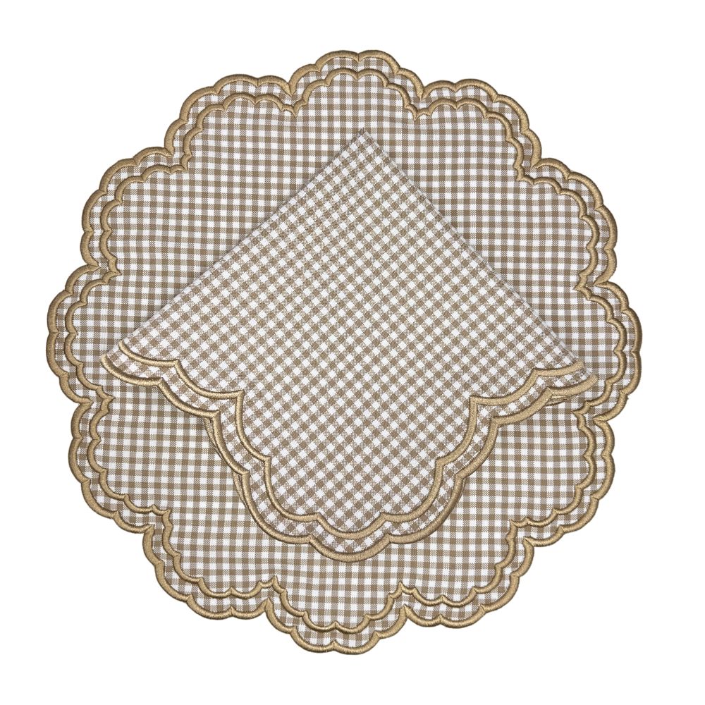 Wheat Gingham placemat and napkin