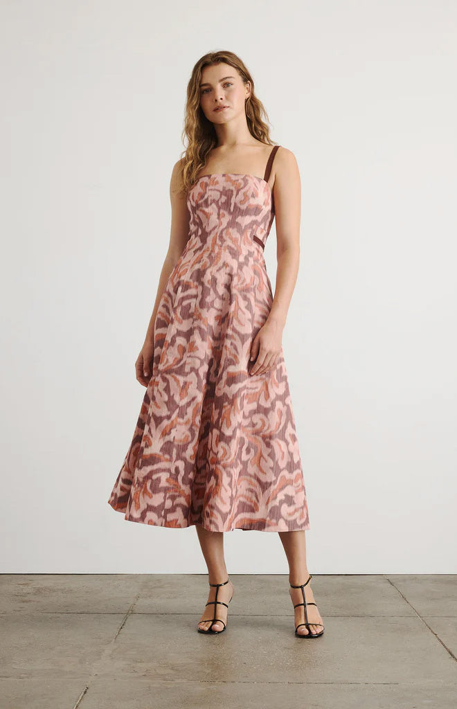 Tavia Dress in Mahogany & Sugarcane Multi