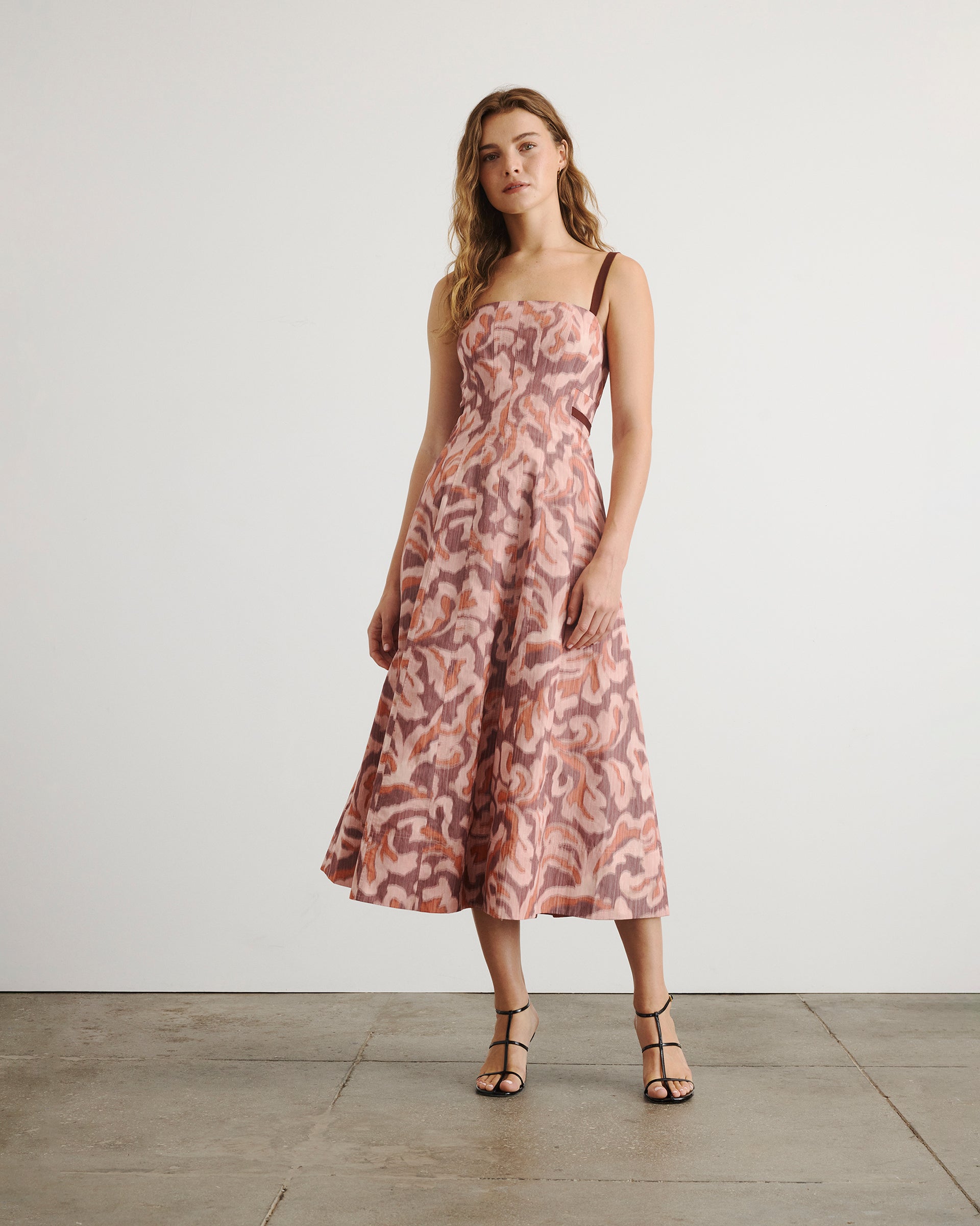 Tavia Dress in Mahogany & Sugarcane Multi