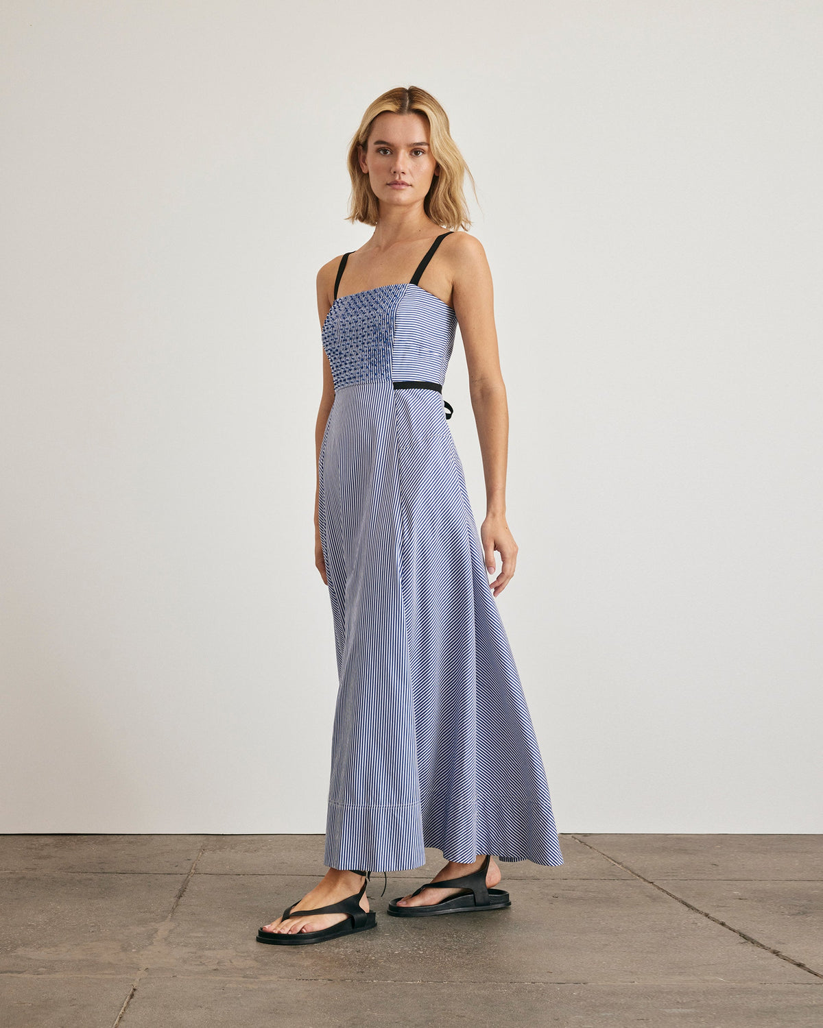 Tavira Dress in Blue & Optic White