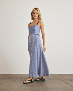Tavira Dress in Blue & Optic White