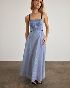Tavira Dress in Blue & Optic White