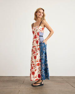 Tavira Dress in Cream & Tomato Stripe