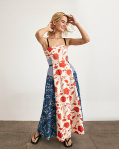 Tavira Dress in Cream & Tomato Stripe