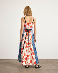 Tavira Dress in Cream & Tomato Stripe