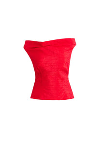 Taza Draped Top in Rose Red
