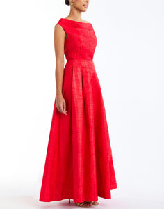 Daphne Ball Skirt in Rose Red side – evening ball skirt with voluminous box pleats, side seam pockets, and full lining by Mestiza New York.